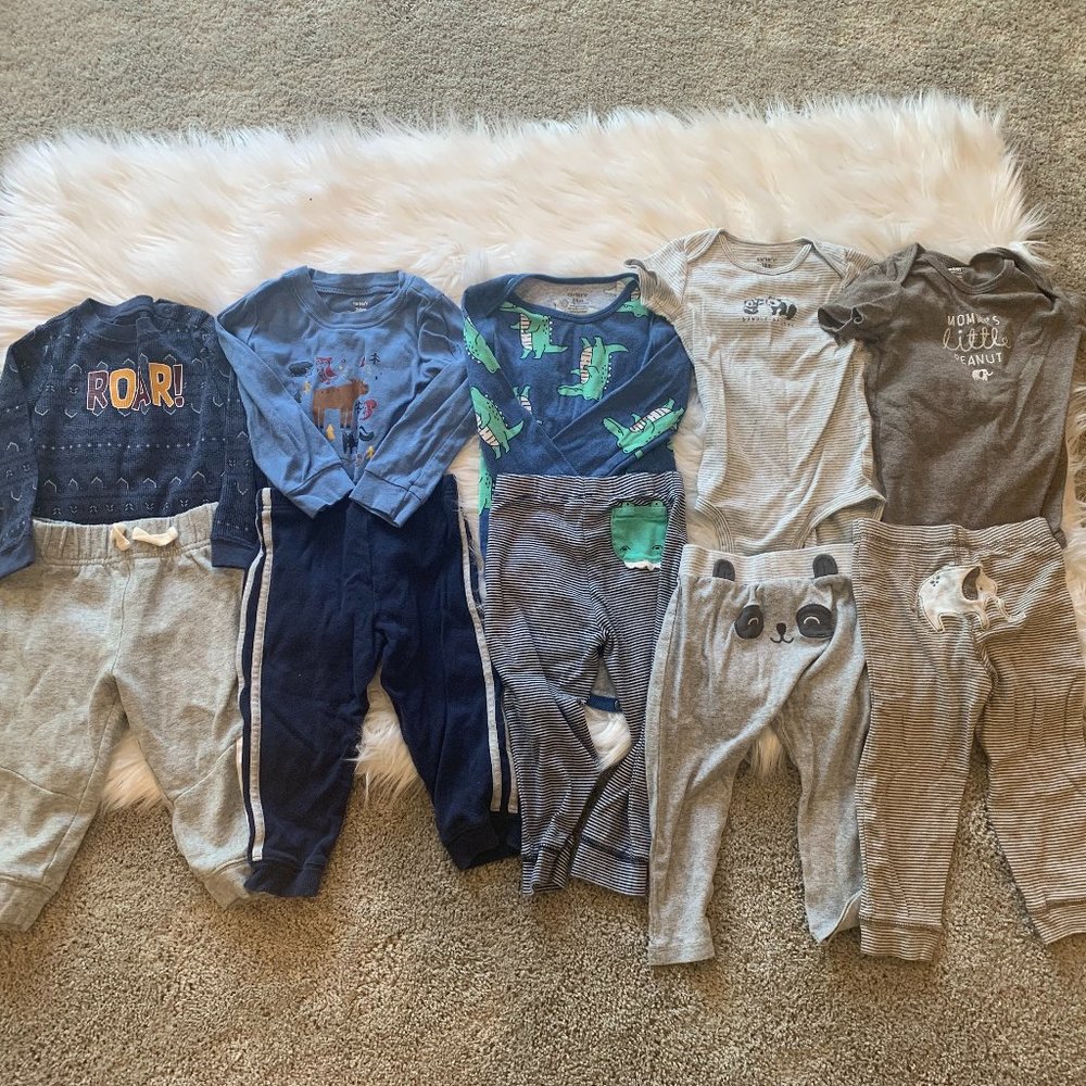 Lot of 5 Onesies and 5 sweatpants Size 24 Months